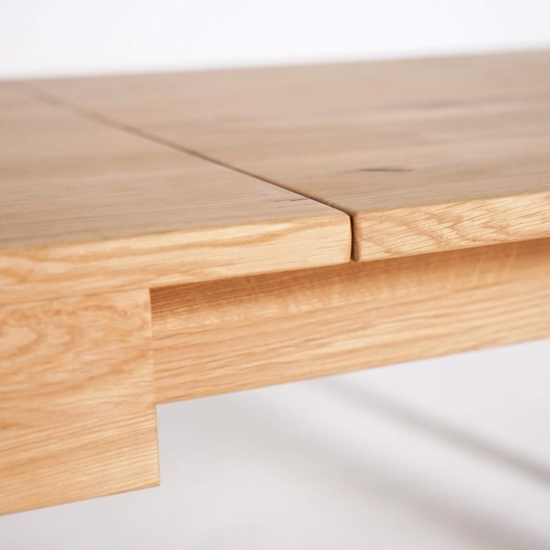 Esstisch aus Eichenholz 180 x 90 cm mit 2 Verlängerungsplatten à 50 cm