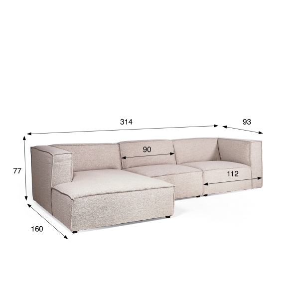 Sofa mit linker Récamiere, 3-Sitzer – Isla