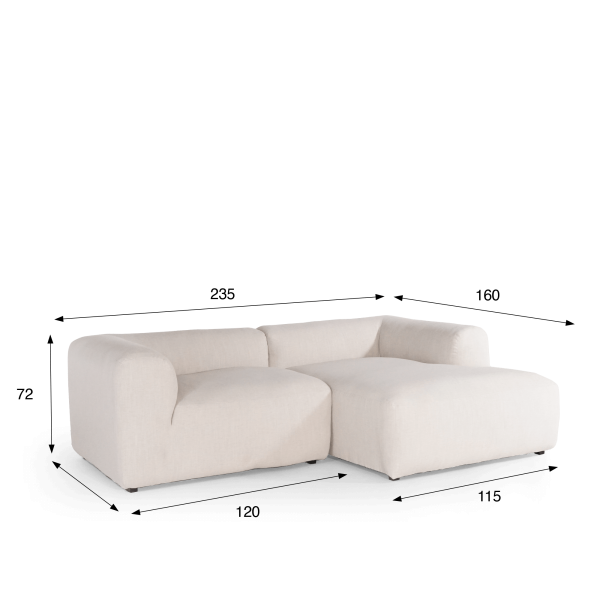 2-Sitzer-Sofa mit rechter Chaiselongue – Odea