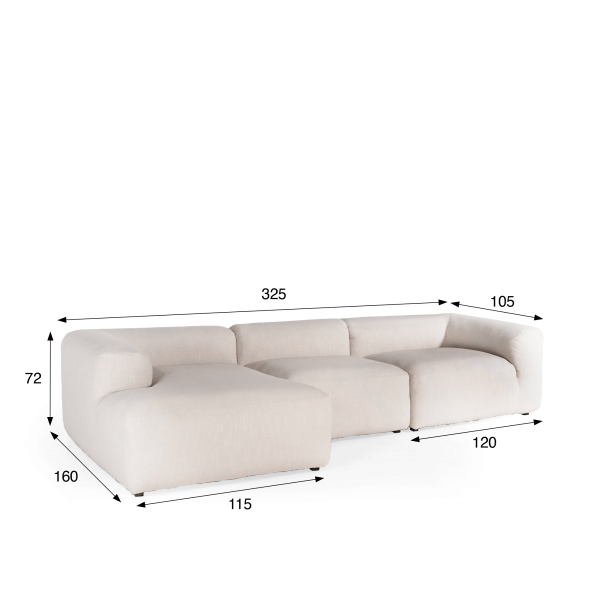 3-Sitzer-Sofa mit linker Meridienne – Odea
