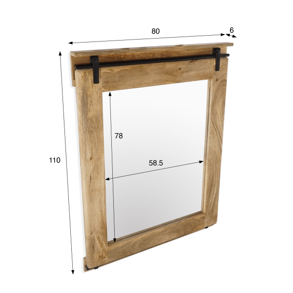 Badezimmerspiegel aus Holz und Metall 80 cm – Paris