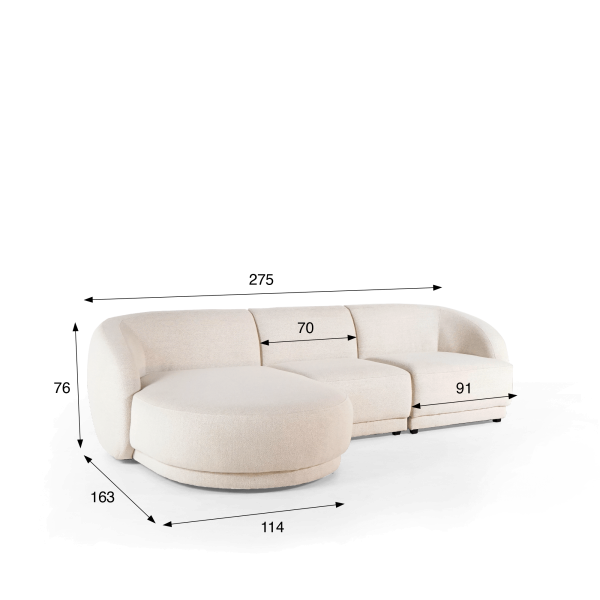 Ecksofa 4-Sitzer mit linker Méridienne - Elora