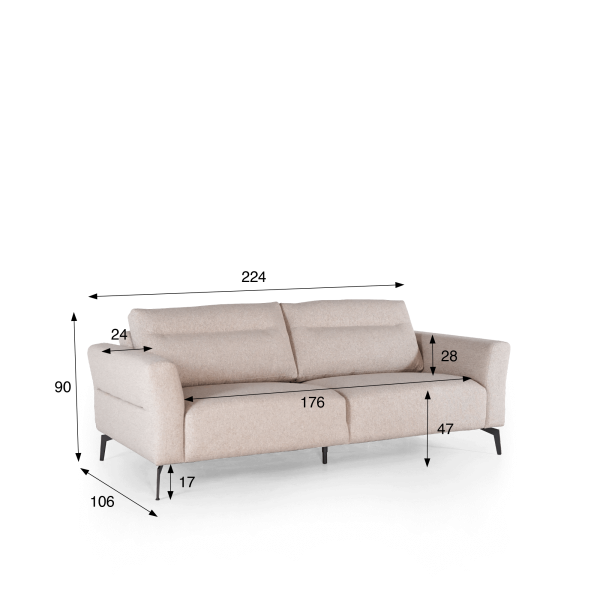 Modernes 3-Sitzer-Sofa aus Stoff – Nara