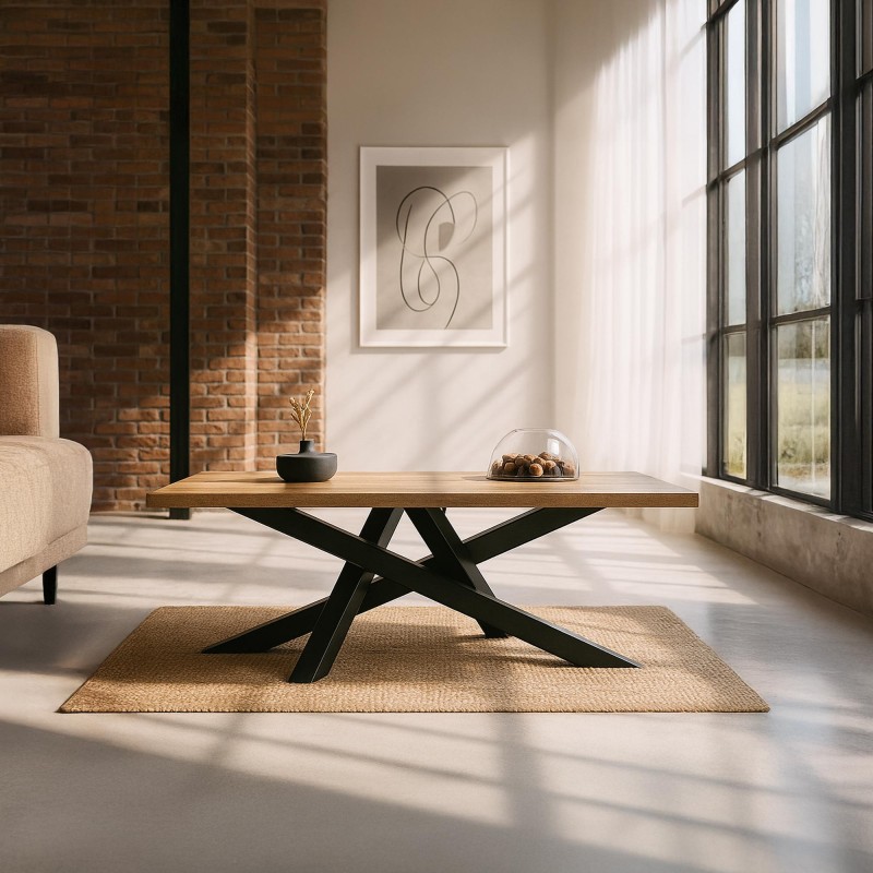 Couchtisch mit rechteckiger Tischplatte aus massivem Mangoholz – Mikado