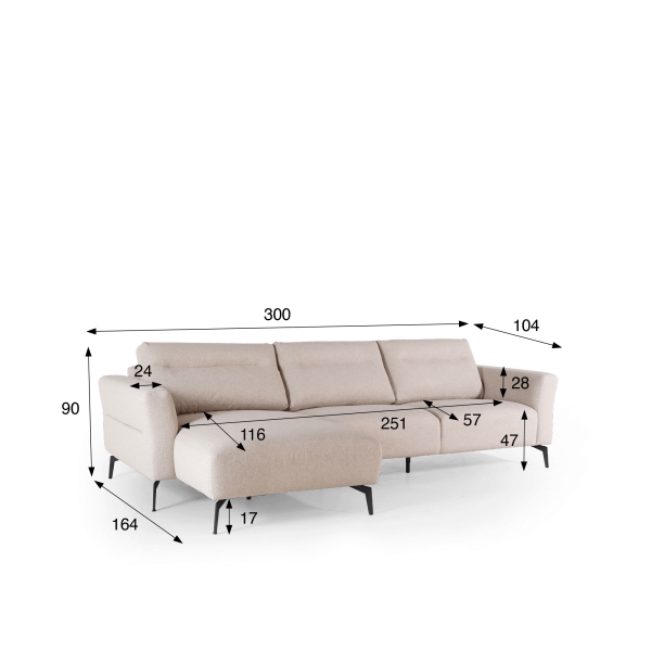 4-Sitzer Ecksofa mit linker Ottomane – Nara