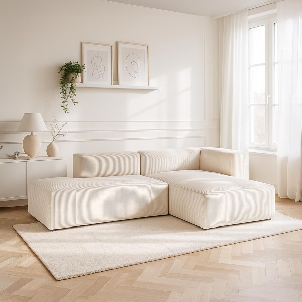 Ecksofa 3-Sitzer mit rechter Ottomane, links offen – Lyra