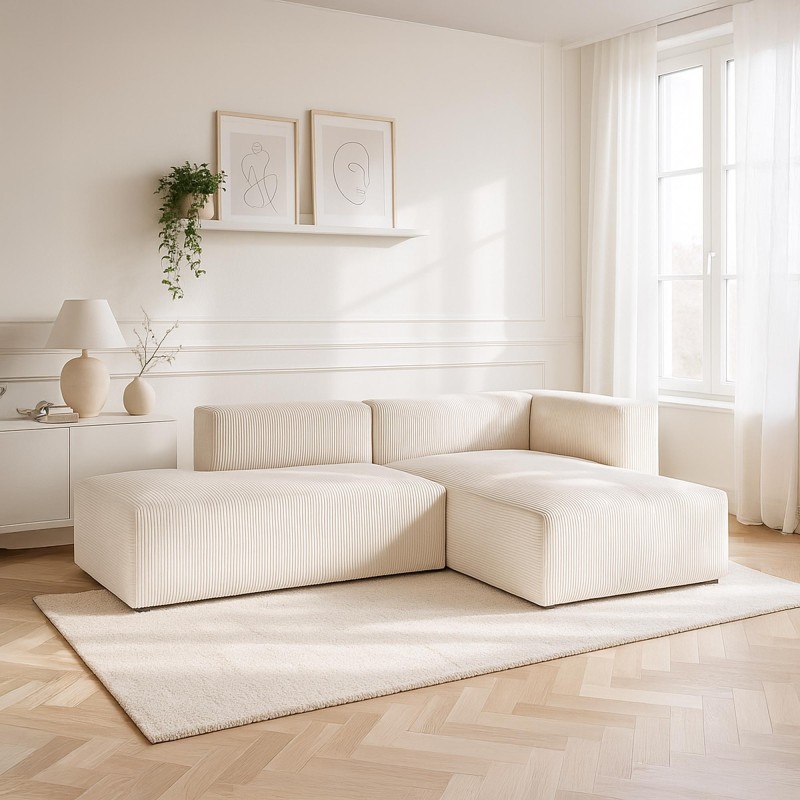 Ecksofa 3-Sitzer mit rechter Ottomane, links offen – Lyra