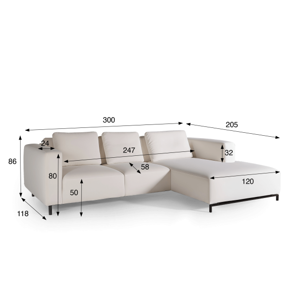 Ecksofa 4-Sitzer mit rechter Chaiselongue – Miro