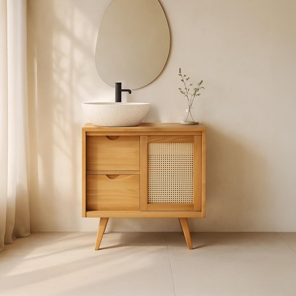 Badezimmermöbel aus Massivholz auf Füßen 80 cm - Anaya