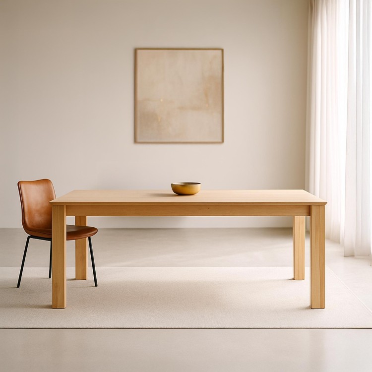 Esstisch aus Eichenholz 200 x 100 cm mit zwei Verlängerungsplatten à 50 cm