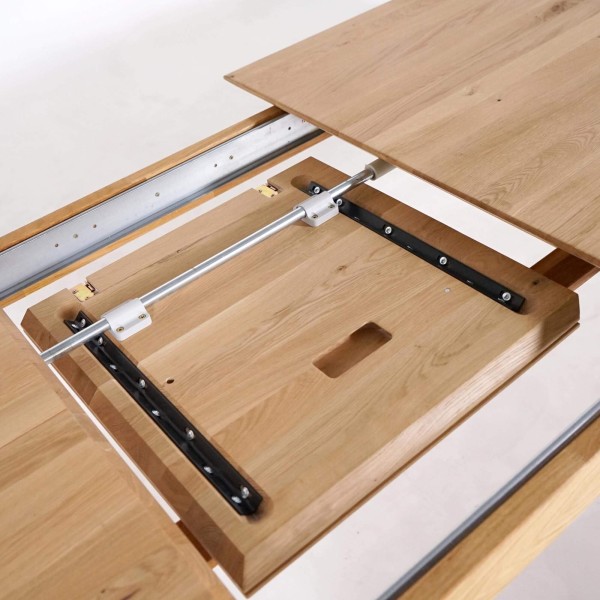 Esstisch aus Eichenholz 200 x 100 cm mit zwei Verlängerungsplatten à 50 cm