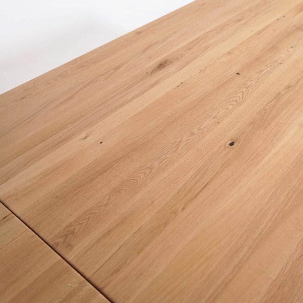 Esstisch aus Eichenholz 200 x 100 cm mit zwei Verlängerungsplatten à 50 cm