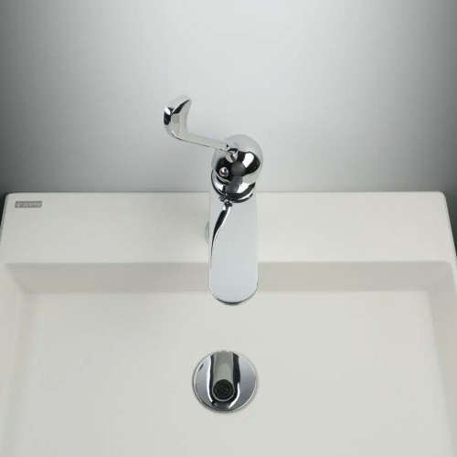 Universeller runder Klick-Klack-Waschtischablauf mit Metallmanschette, chrom