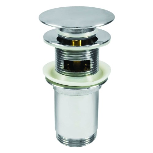 Universeller runder Klick-Klack-Waschtischablauf mit Metallmanschette, chrom