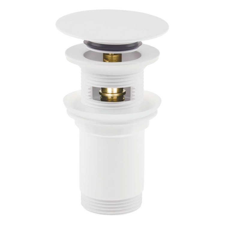 Universeller Klick-Klack-Waschtischablauf mit Metallmanschette, Bianco