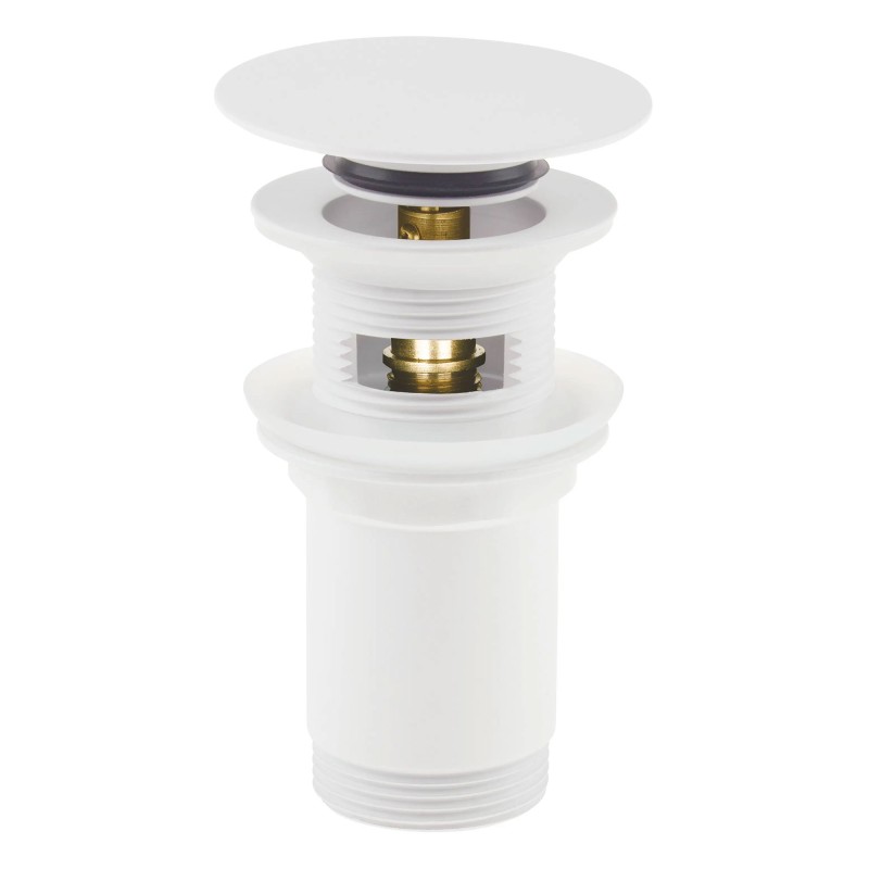 Universeller Klick-Klack-Waschtischablauf mit Metallmanschette, Bianco