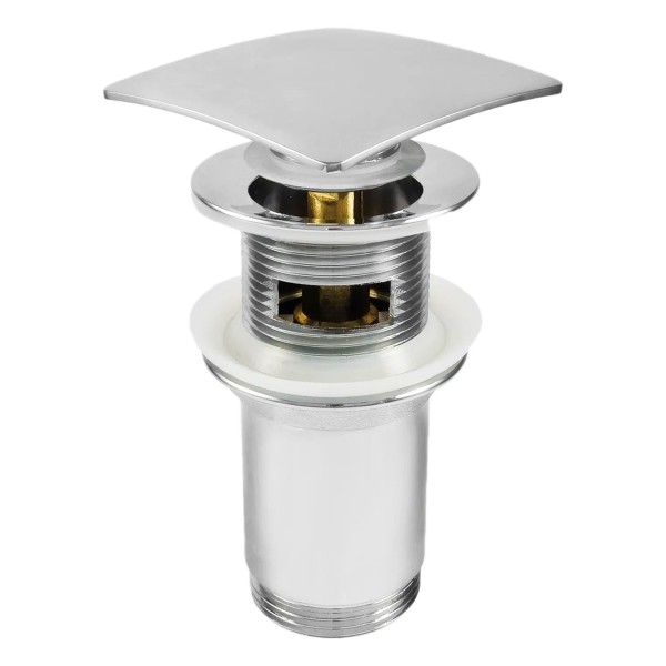 Quadratische Klick-Klack-Waschbeckenablauf mit Metallmanschette, universell, chrom