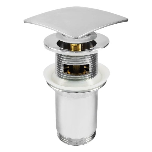 Quadratische Klick-Klack-Waschbeckenablauf mit Metallmanschette, universell, chrom