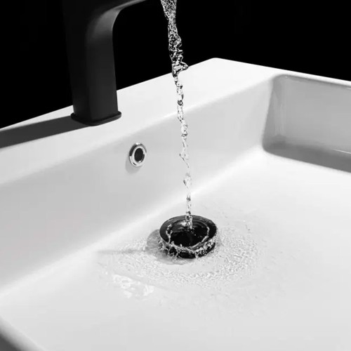 Waschbecken Click-Clack-Ablauf mit Überlauf, schwarz