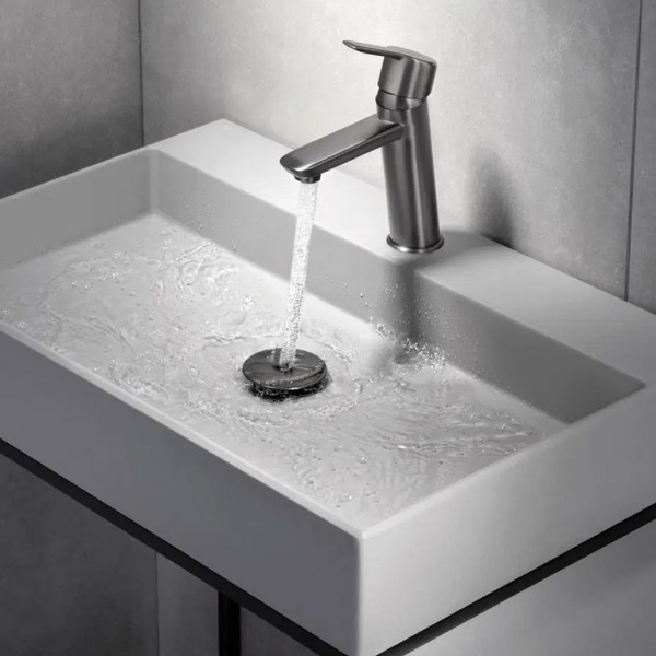 Waschbecken-Ablaufventil Klick-Klack mit Metallmanschette, universell, Titanium