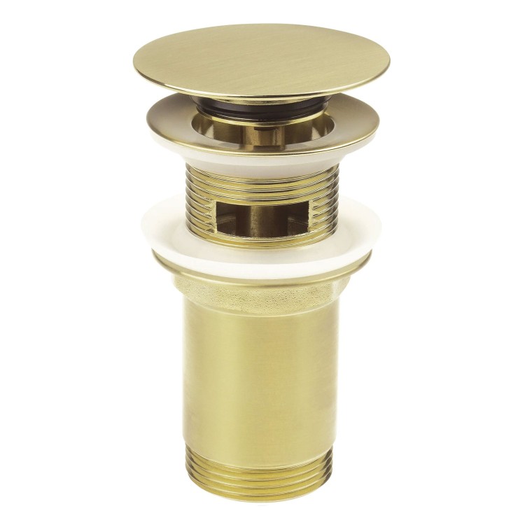 Waschbecken-Ablaufventil Klick-Klack mit Metallmanschette, universell, gebürstetes Gold