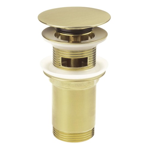 Waschbecken-Ablaufventil Klick-Klack mit Metallmanschette, universell, gebürstetes Gold
