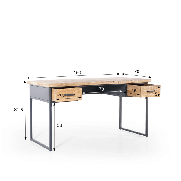 Schreibtisch im Industriedesign aus Holz und Metall – Cambridge