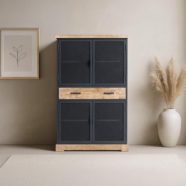 Aufbewahrungsschrank aus Metall und Holz 100 cm – Cambridge