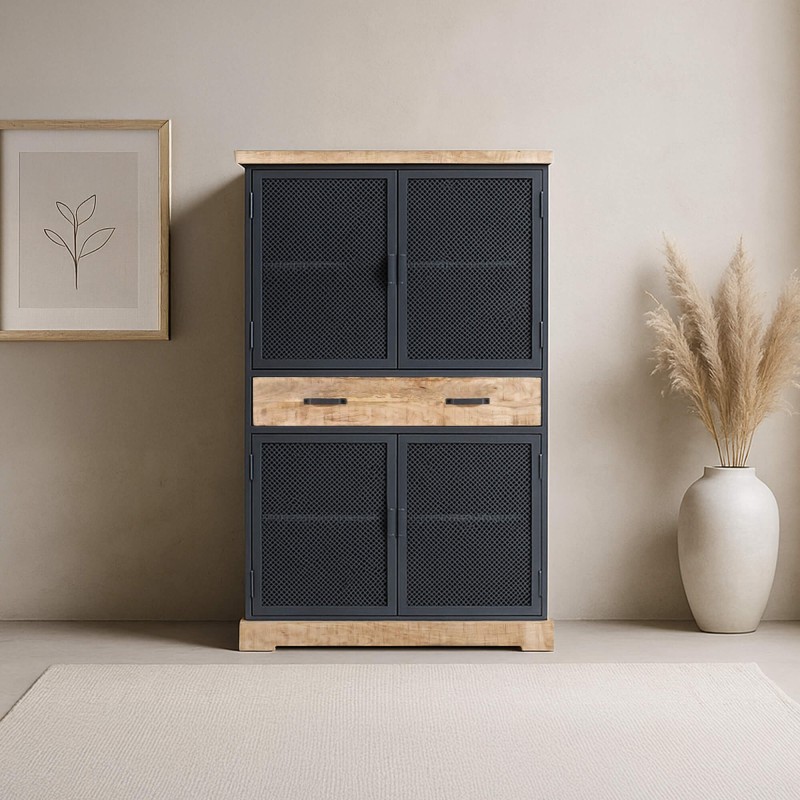 Aufbewahrungsschrank aus Metall und Holz 100 cm – Cambridge