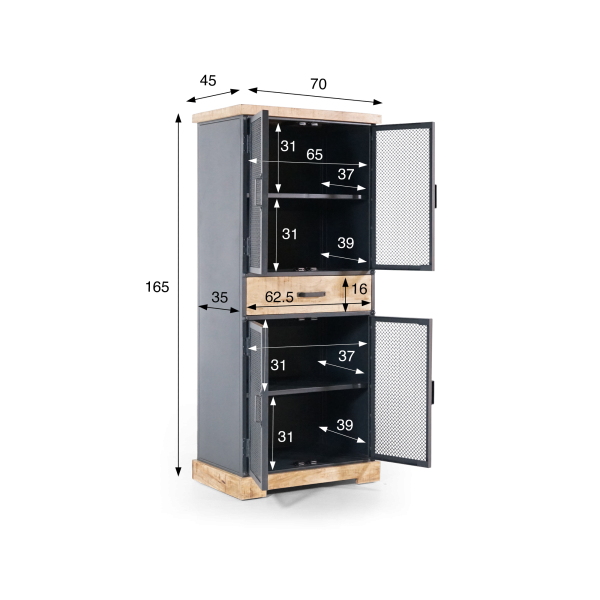 Aufbewahrungsschrank aus Metall und Holz 70 cm – Cambridge