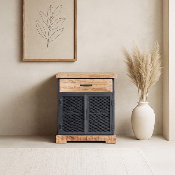 Kleines Sideboard im Industriedesign aus Metall und Holz – Cambridge