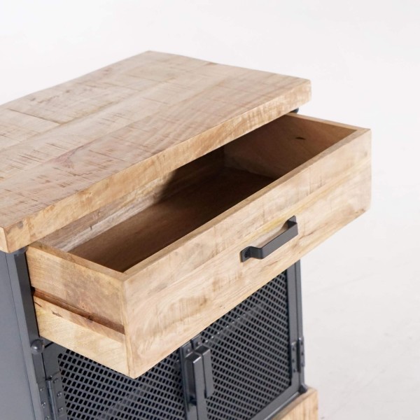 Kleines Sideboard im Industriedesign aus Metall und Holz – Cambridge