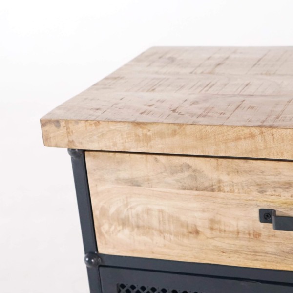 Kleines Sideboard im Industriedesign aus Metall und Holz – Cambridge