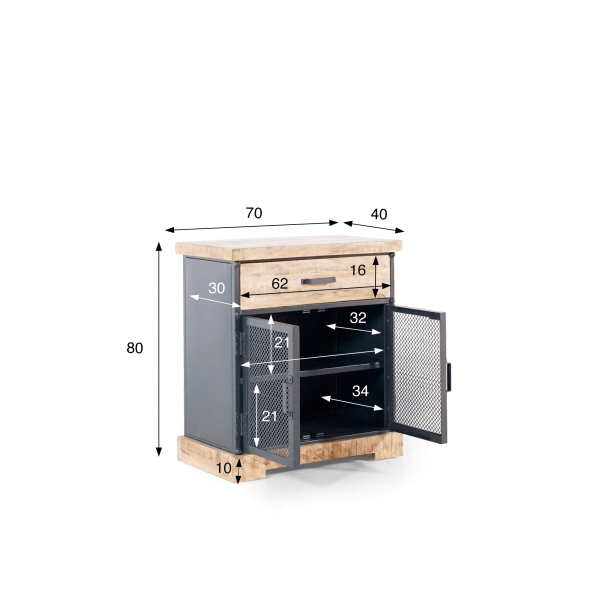 Kleines Sideboard im Industriedesign aus Metall und Holz – Cambridge