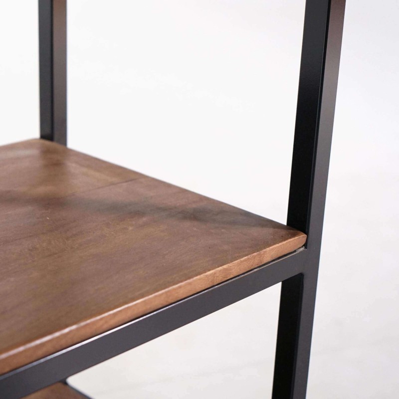 Konsole aus naturbelassenem Holz mit Metallbeinen – Modula