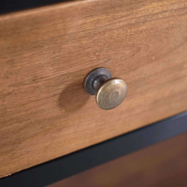 Konsole aus naturbelassenem Holz mit Metallbeinen – Modula