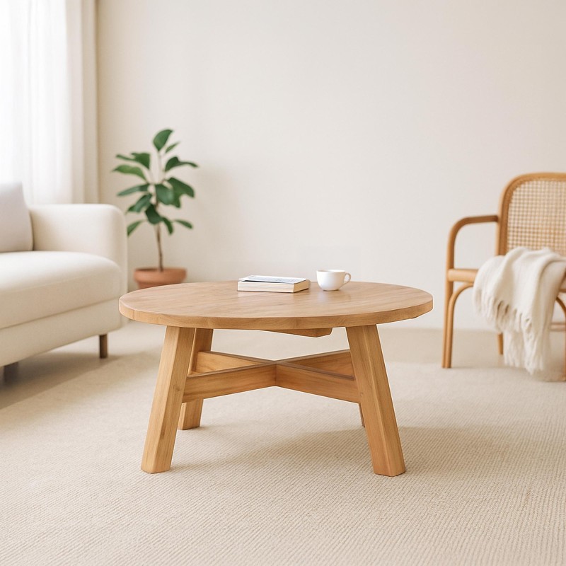 Runder Couchtisch aus Massivholz – Luzio