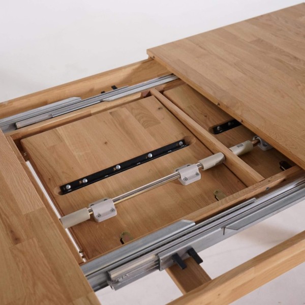 Esstisch aus Eichenholz 140 x 90 cm mit 2 Verlängerungsplatten à 40 cm