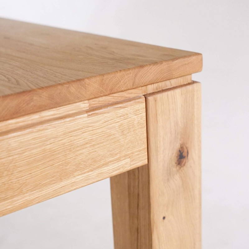 Esstisch aus Eichenholz 140 x 90 cm mit 2 Verlängerungsplatten à 40 cm