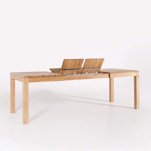 Esstisch aus Eichenholz 140 x 90 cm mit 2 Verlängerungsplatten à 40 cm