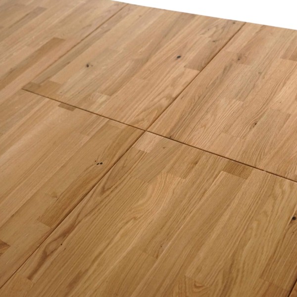 Esstisch aus Eichenholz 140 x 90 cm mit 2 Verlängerungsplatten à 40 cm