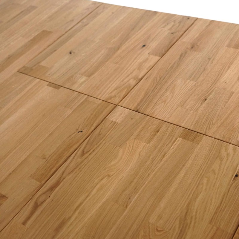 Esstisch aus Eichenholz 140 x 90 cm mit 2 Verlängerungsplatten à 40 cm