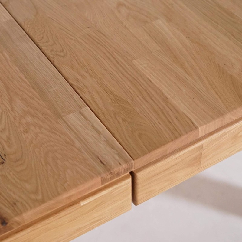 Esstisch aus Eichenholz 140 x 90 cm mit 2 Verlängerungsplatten à 40 cm
