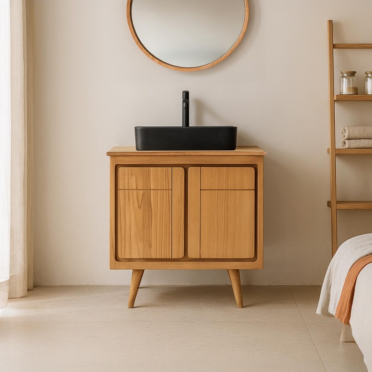 Badezimmermöbel aus massivem Teakholz 80 cm – Pragati