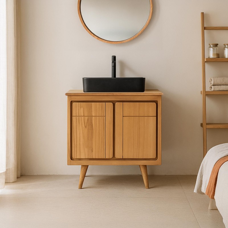 Badezimmermöbel aus massivem Teakholz 80 cm – Pragati