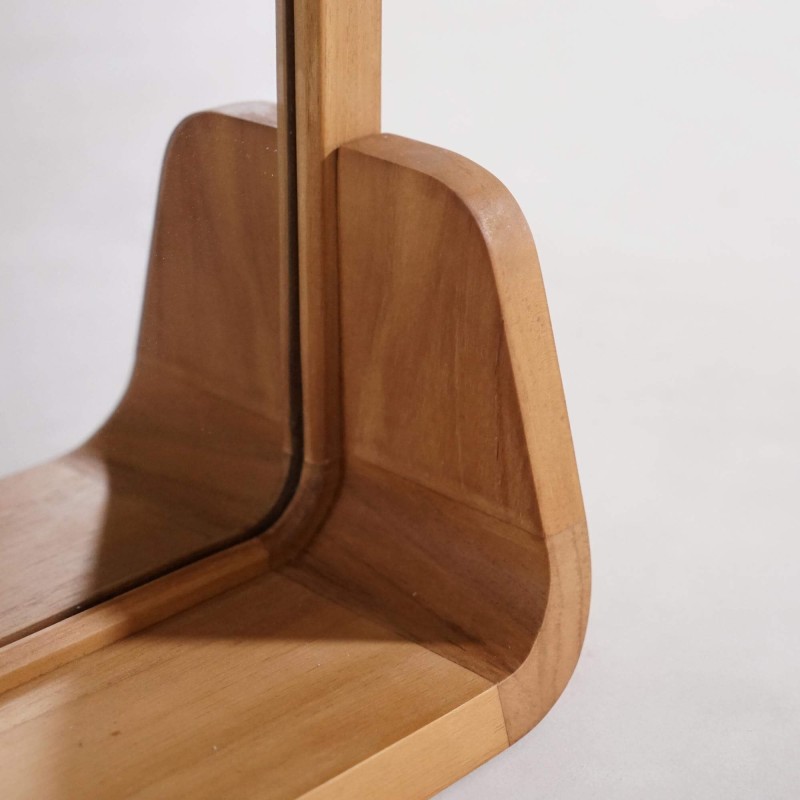 Rechteckiger Spiegel aus Teakholz mit Ablage