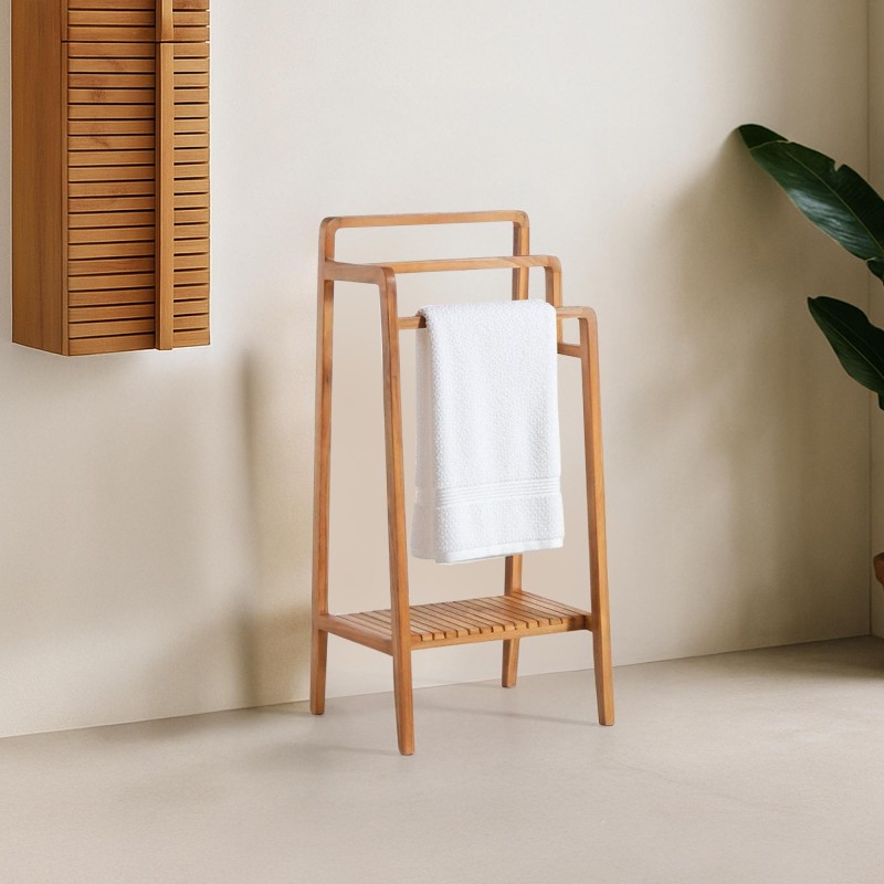 Handtuchhalter fürs Badezimmer aus massivem Teakholz – Devika