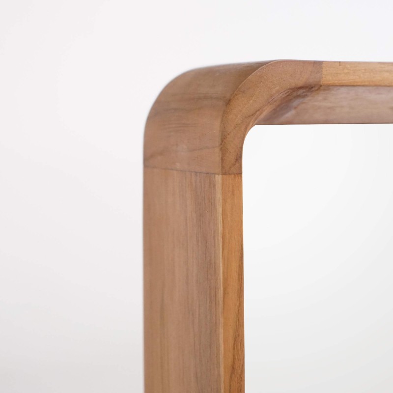 Rechteckiger Spiegel aus Teakholz und Geflecht (Rattan)