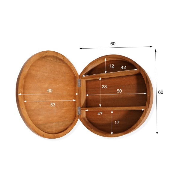 Runder Badezimmerspiegel mit Ablagefach – Devika