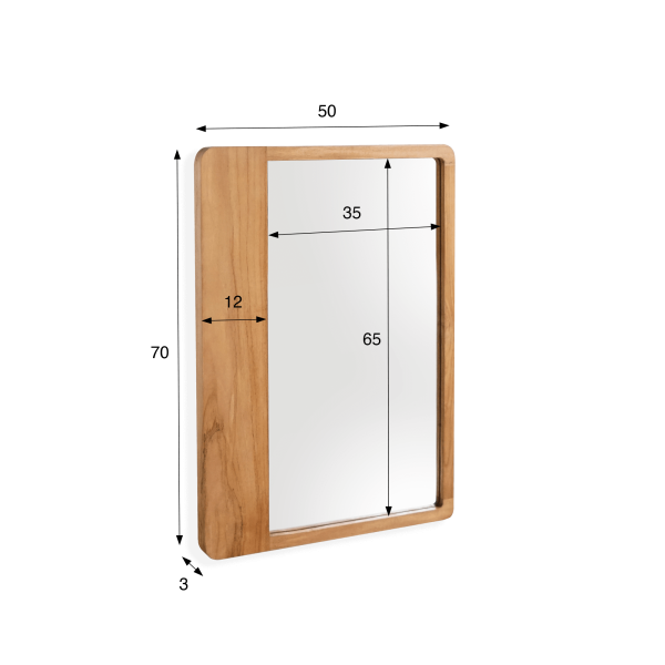 Rechteckiger Spiegel aus Teakholz